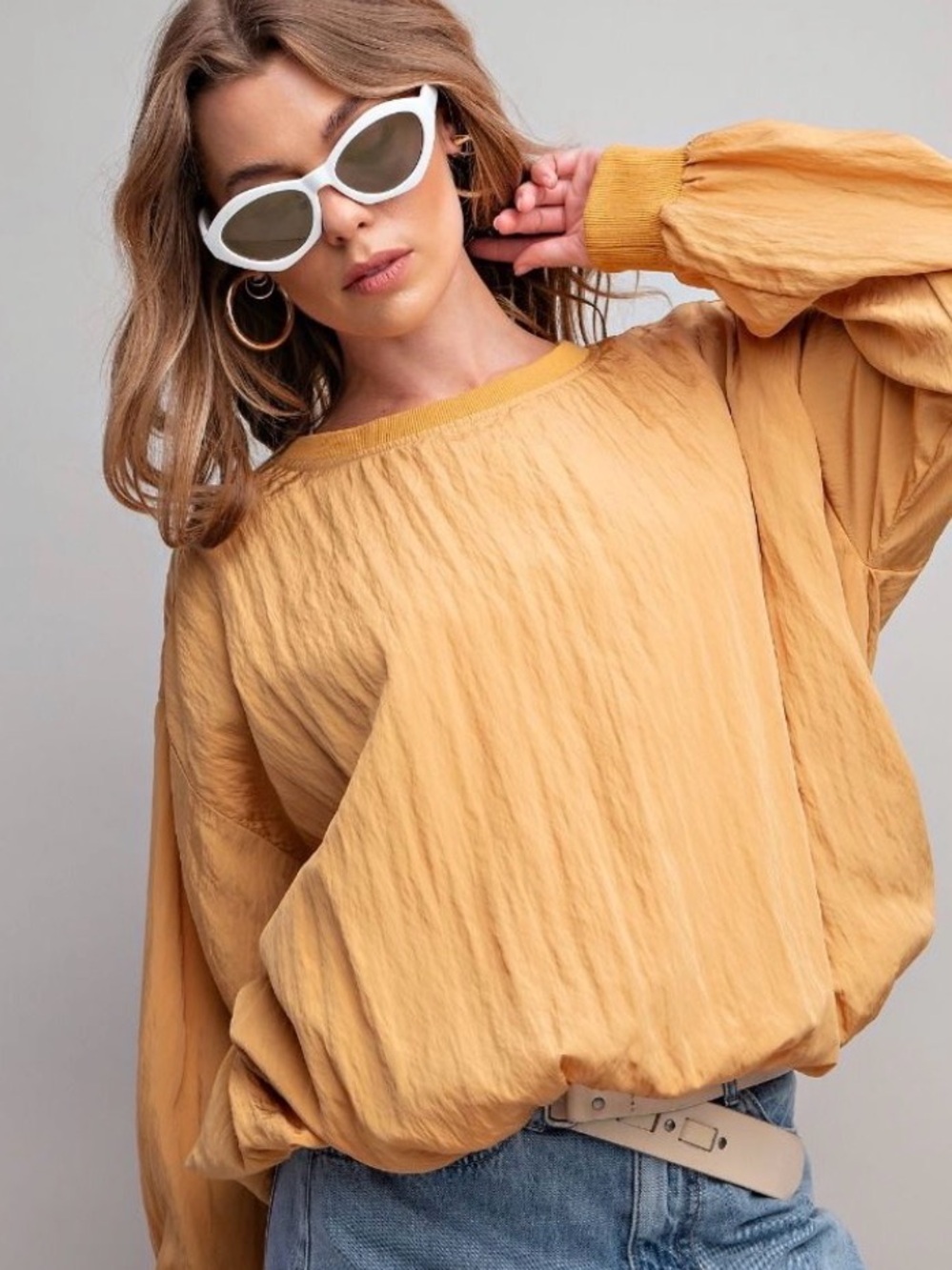 NEW! EASEL PARACHUTE WOVEN TOP in Straw